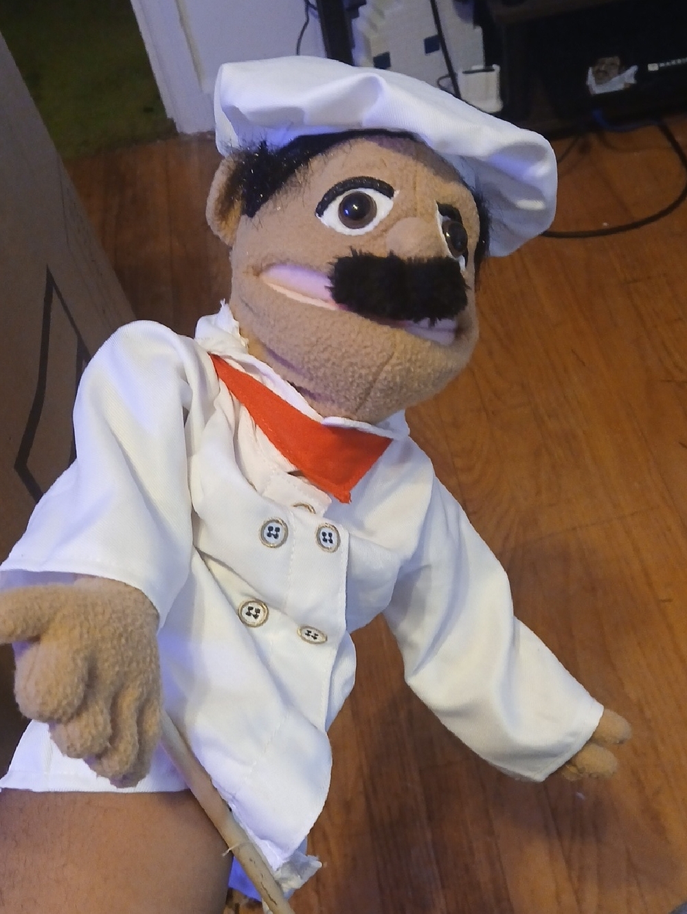 Melissa & Doug White Chef Puppet Costume with Red Scarf